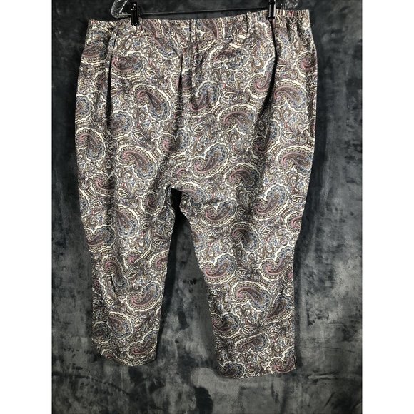 Talbots The Perfect Crop Women's Beige Multi Paisley Cotton Stretch Pants SZ-22 - Picture 14 of 16